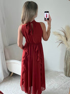 robe longue terracotta fluide col montant Ariana femme élégante Easy Dressing