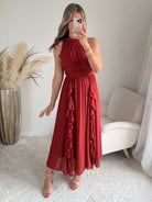 robe longue terracotta fluide col montant Ariana femme élégante Easy Dressing