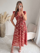 Robe terracotta dorée Alice fluide fendue femme élégante Easy Dressing