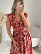 Robe terracotta dorée Alice fluide fendue femme élégante Easy Dressing