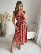 Robe terracotta dorée Alice fluide fendue femme élégante Easy Dressing