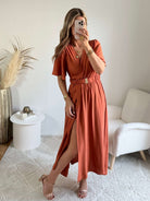 Robe fendue terracotta - Camille