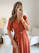 Robe fendue terracotta - Camille