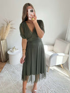 Robe longue en tulle kaki - Léna