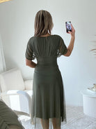 Robe longue en tulle kaki - Léna