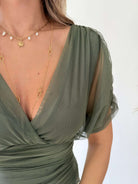 Robe longue en tulle kaki - Léna