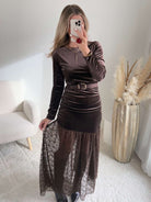 Robe longue dentelle marron - Wanda