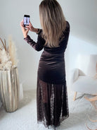 Robe longue dentelle marron - Wanda