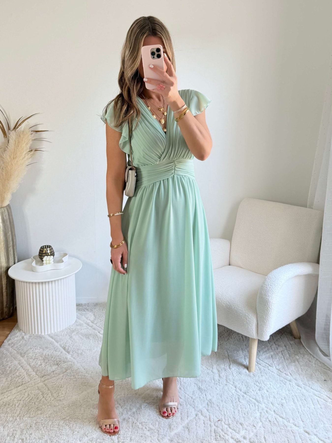 Robe longue vert d'eau - Zoé