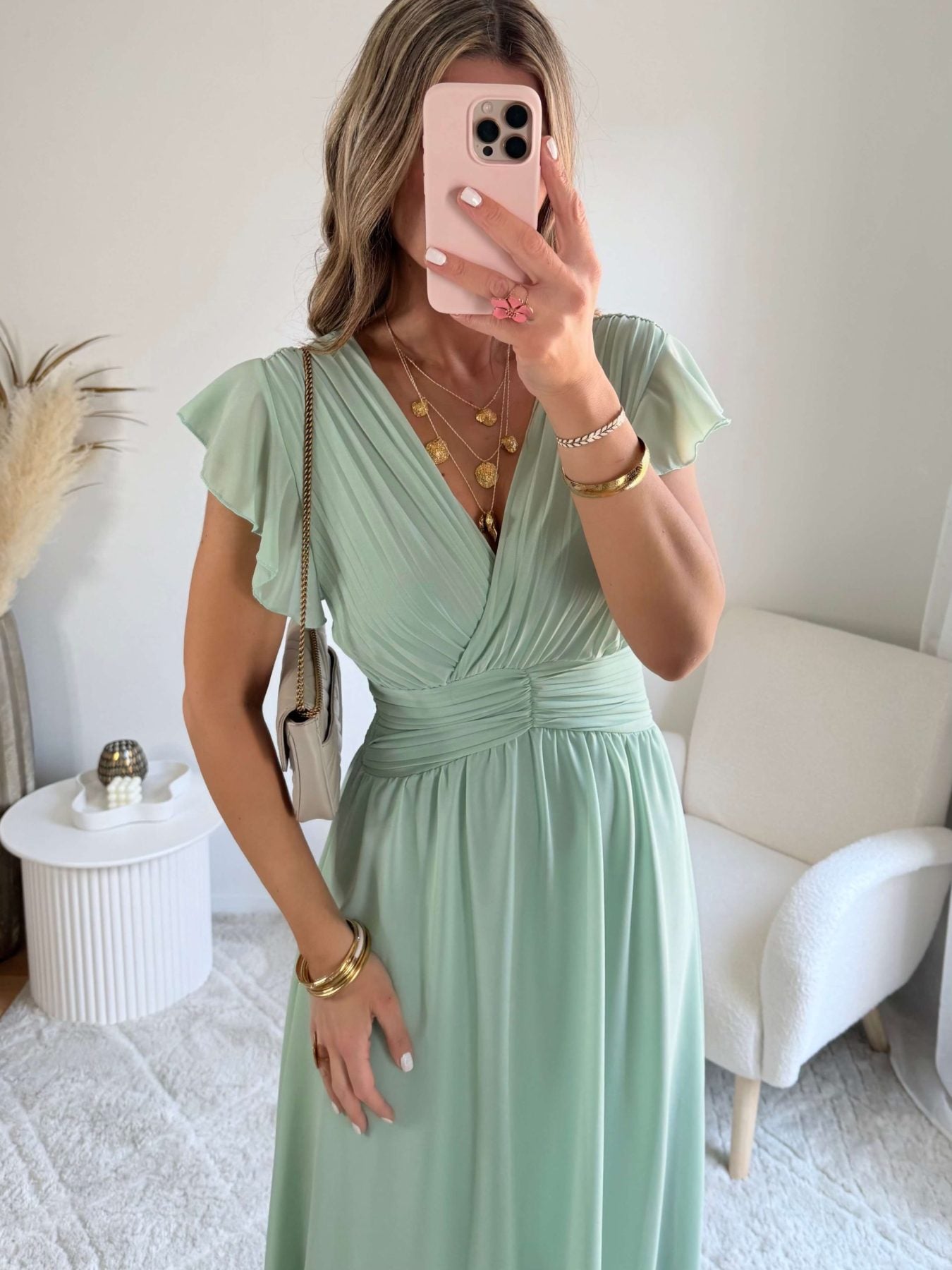 Robe longue vert d'eau - Zoé