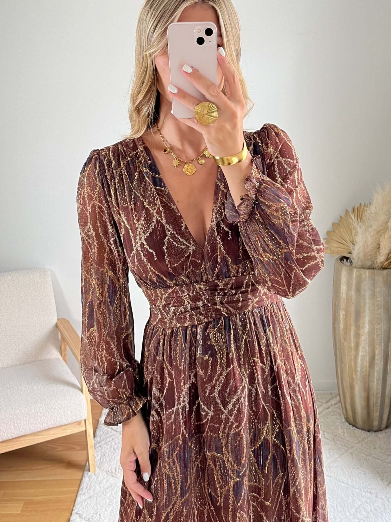 Robe marron dorée - Gloria