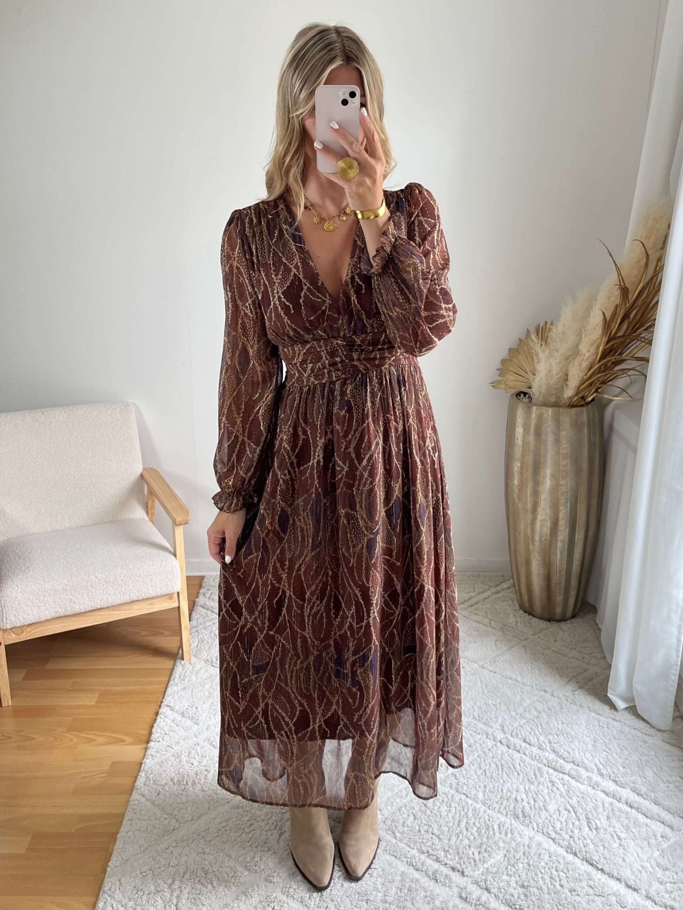 Robe marron dorée - Gloria