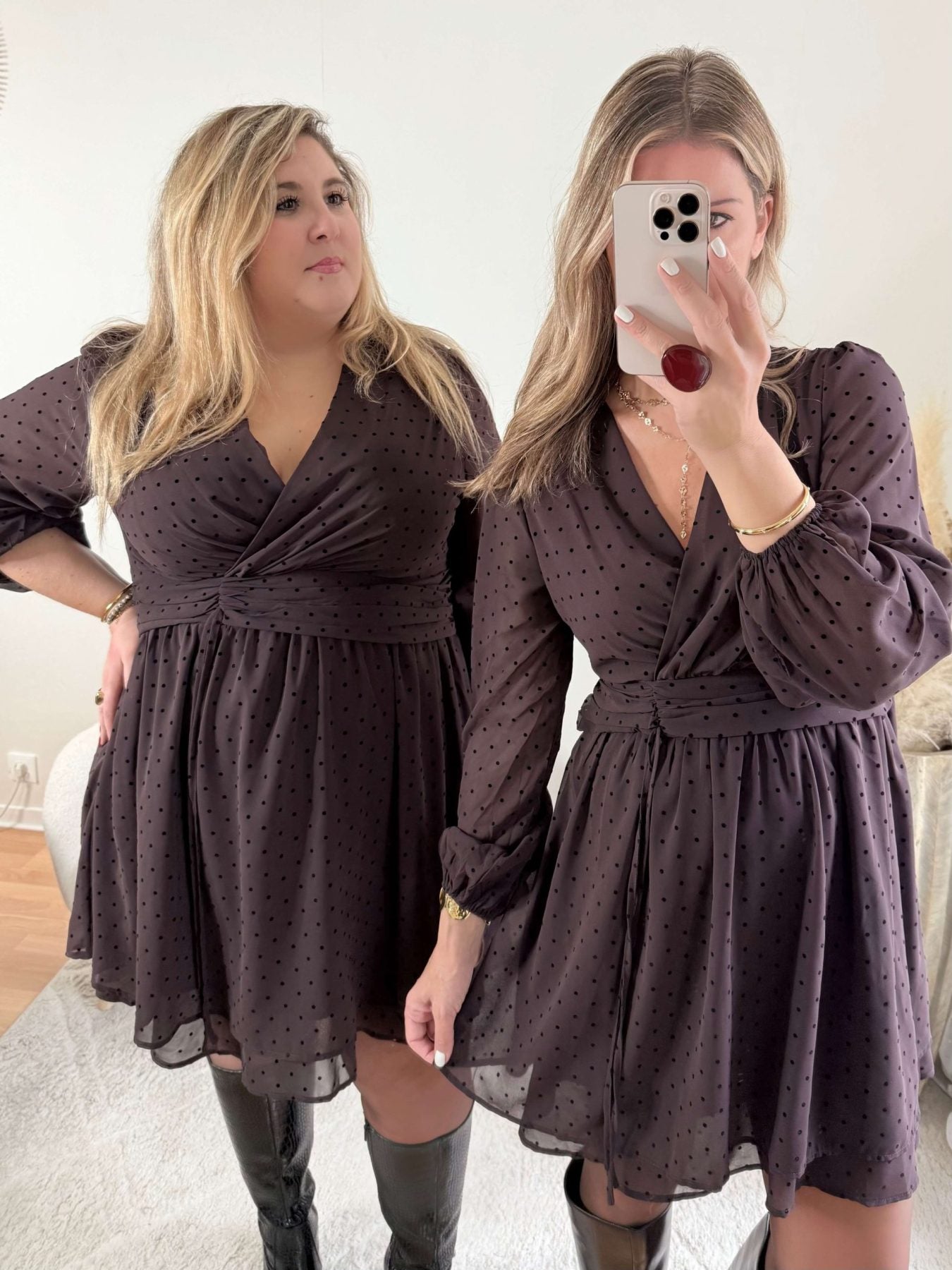 Robe marron à pois - Cali