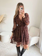 Robe marron à sequins - Adara