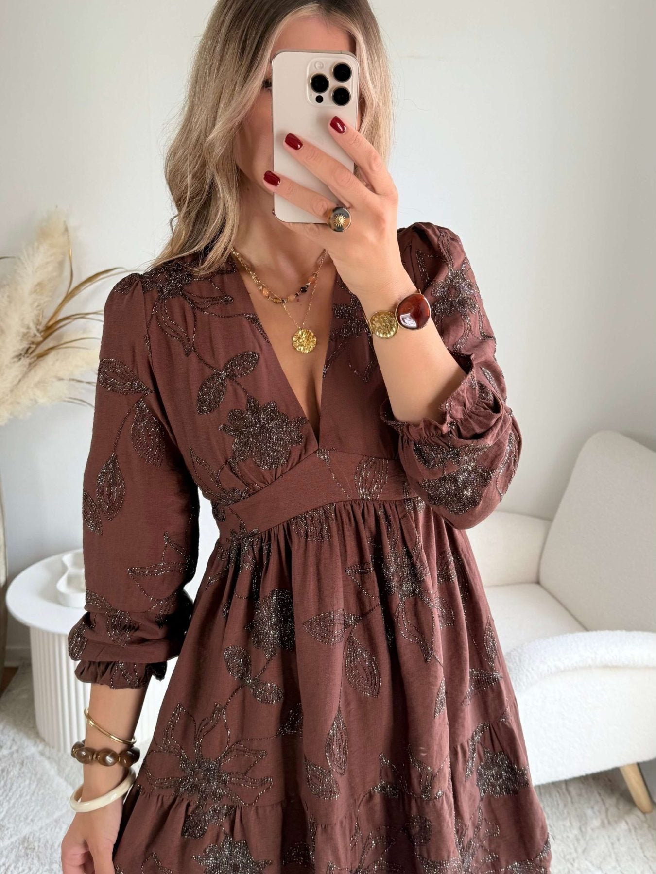 Robe midi brodée - Maja