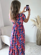 Robe midi fleurie rose et bleue - Molina