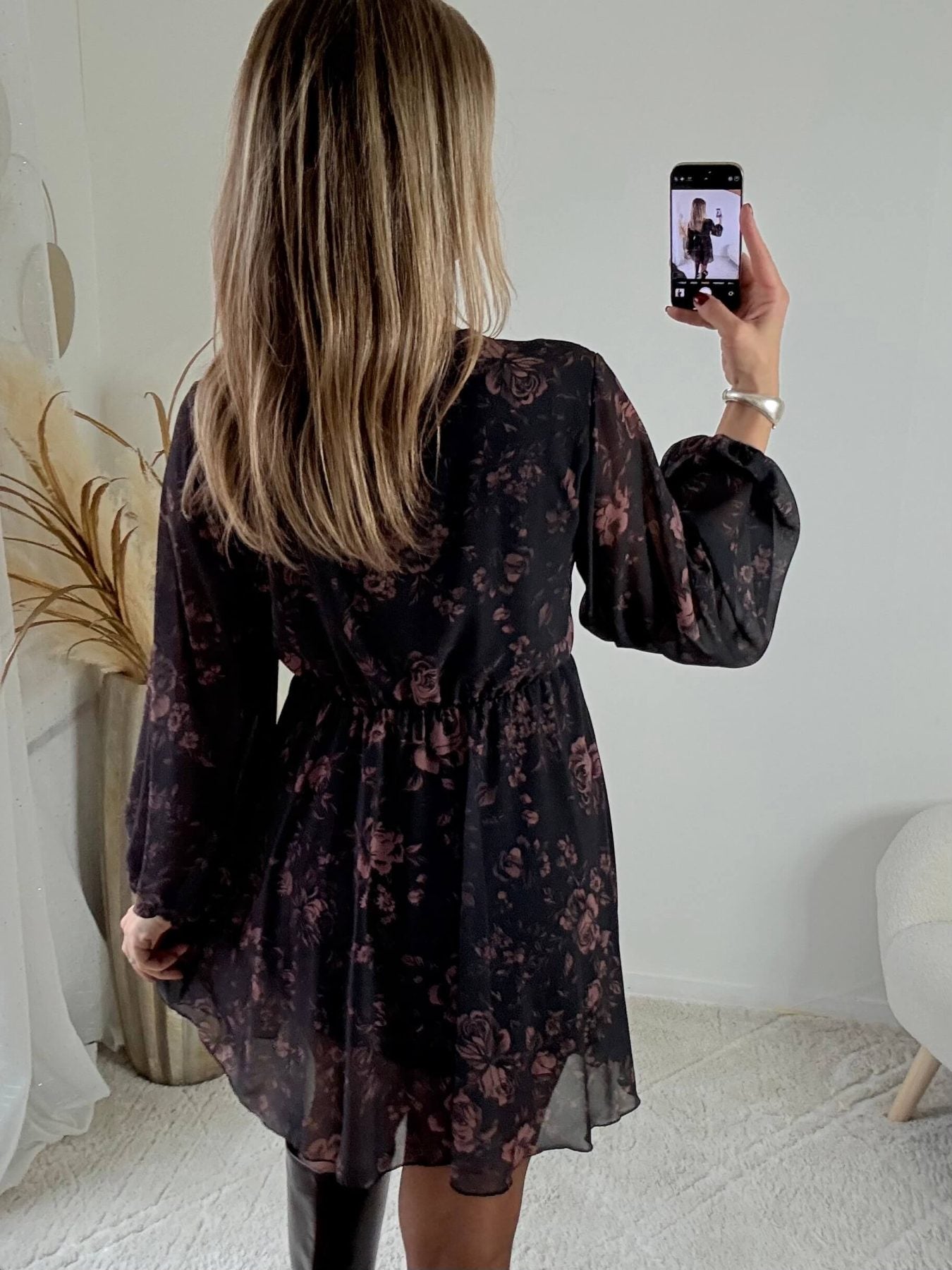 Robe noire à fleurs - Cassie