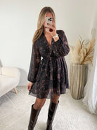 Robe noire à fleurs - Cassie