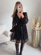Robe noire à sequins - Adara
