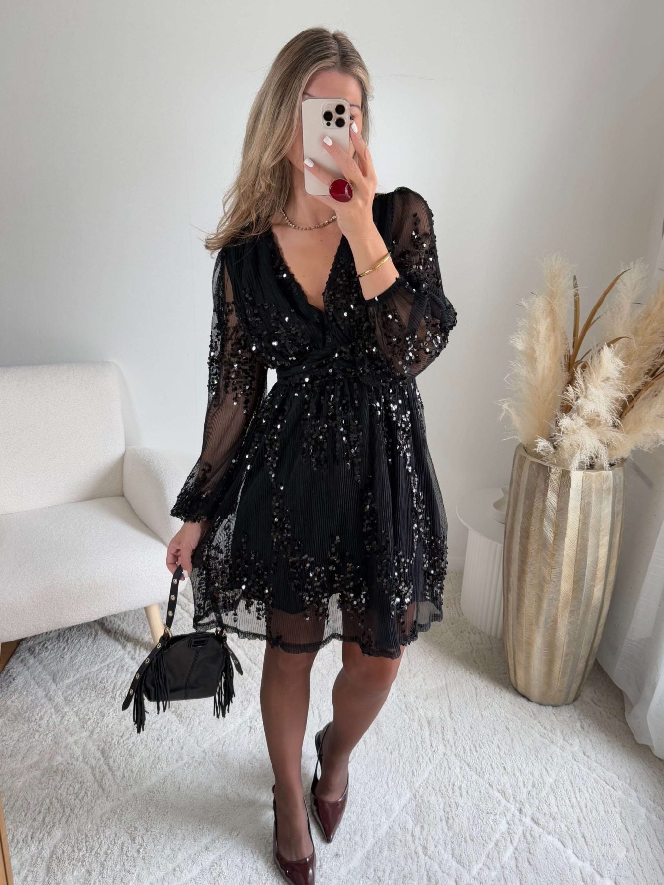 Robe noire à sequins - Adara