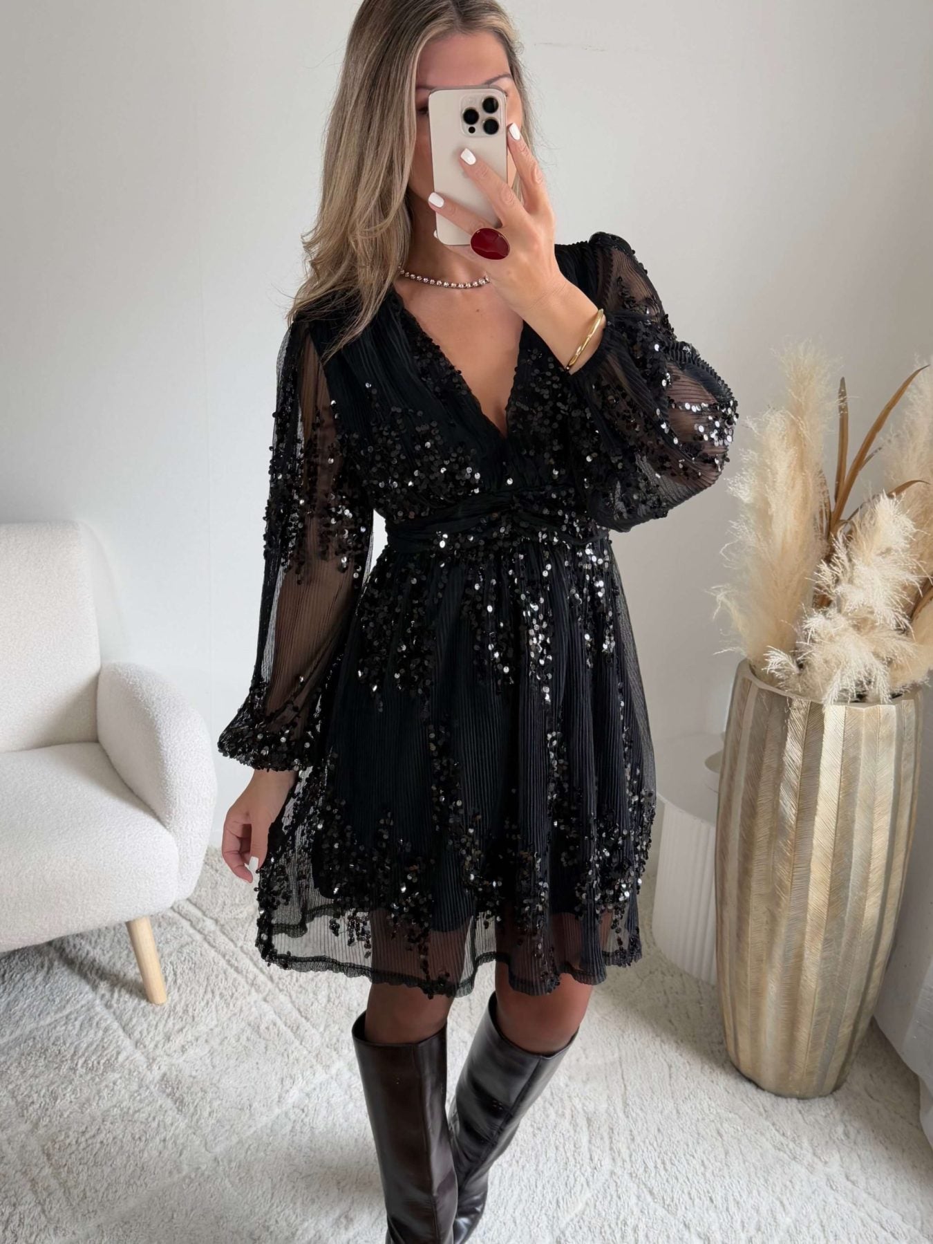 Robe noire à sequins - Adara