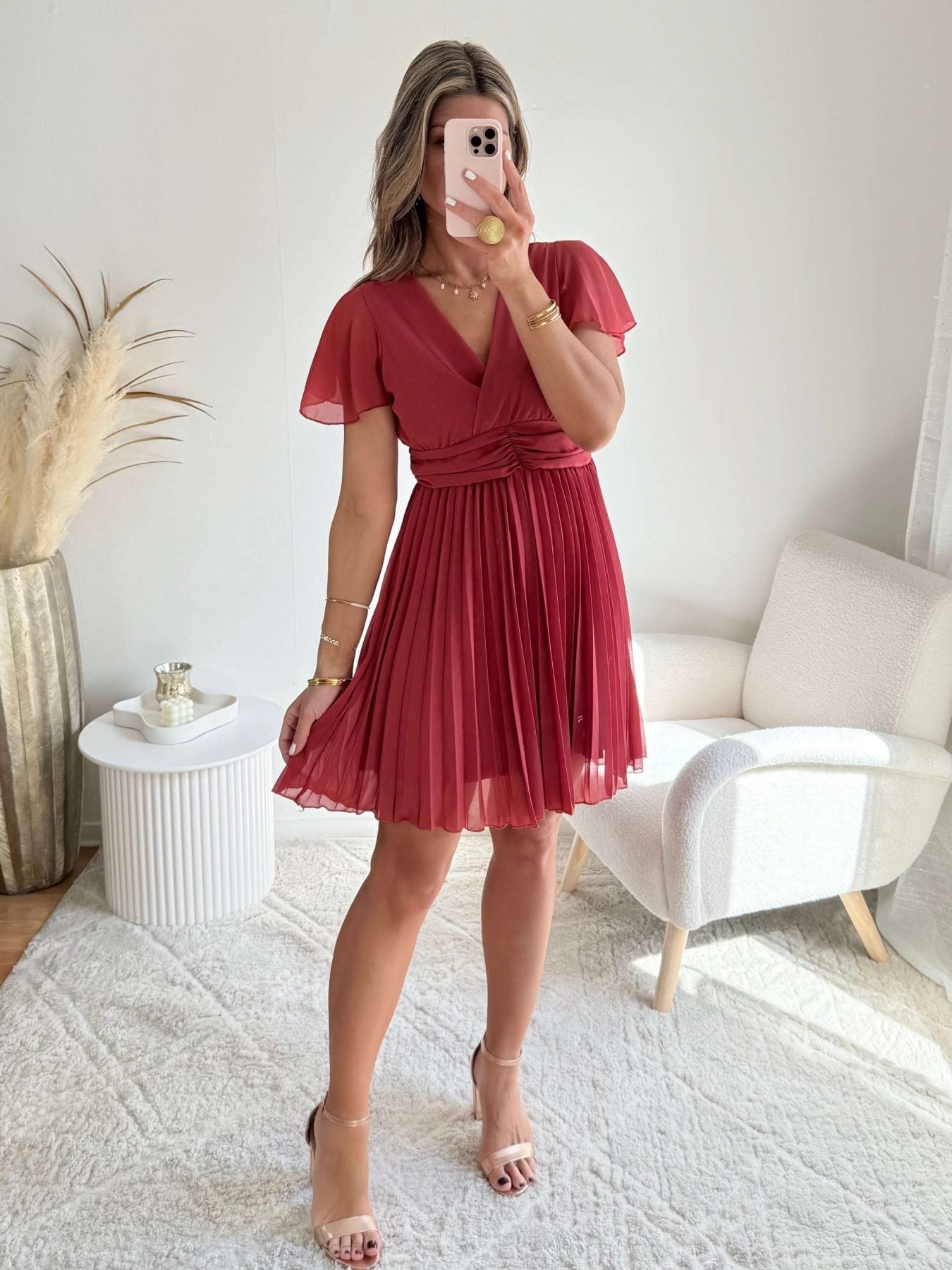 Robe plissée rose foncée - Louane