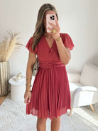 Robe plissée rose foncée - Louane