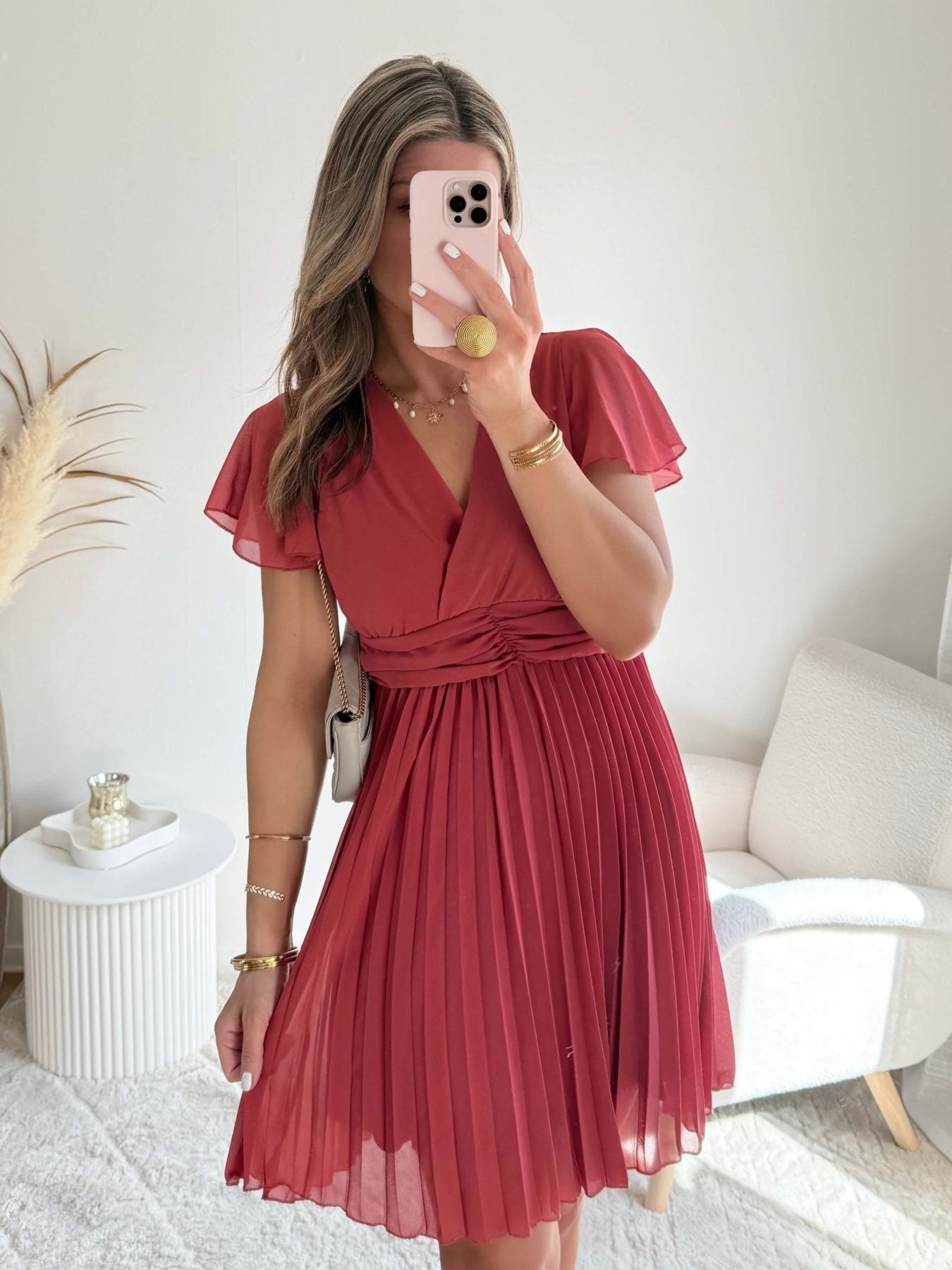 Robe plissée rose foncée - Louane