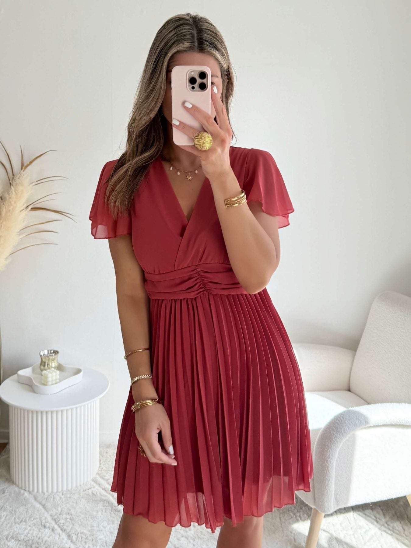 Robe plissée rose foncée - Louane