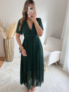 Robe plissée verte foncée - Ana