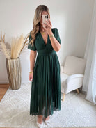 Robe plissée verte foncée - Ana