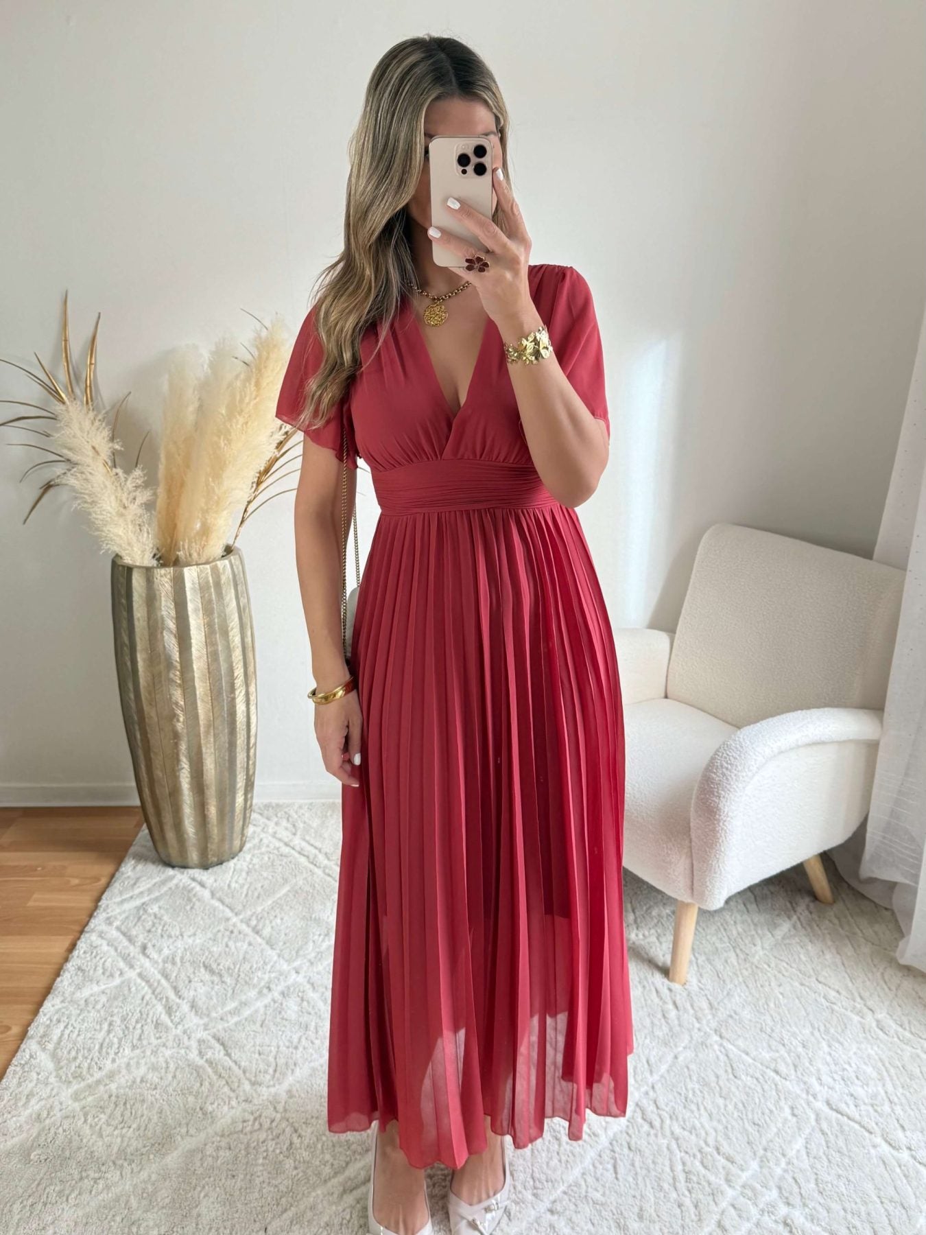 Robe plissée vieux rose - Ana