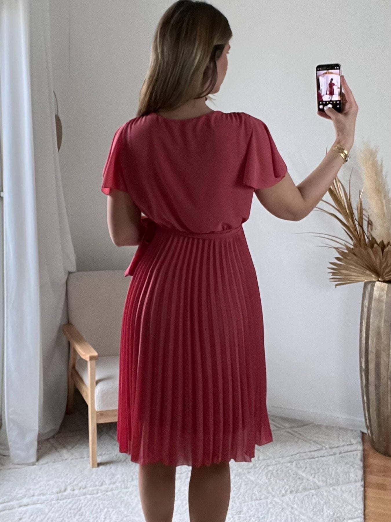 Robe plissée rose - Alma