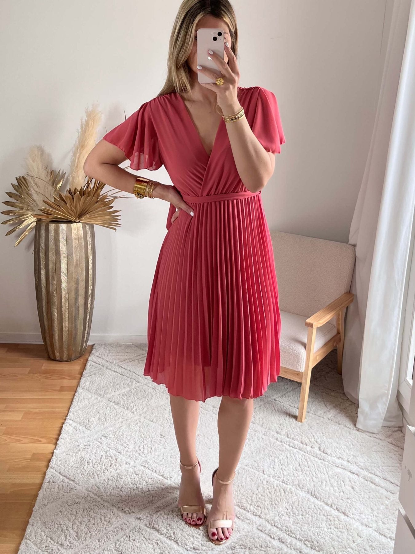 Robe plissée rose - Alma