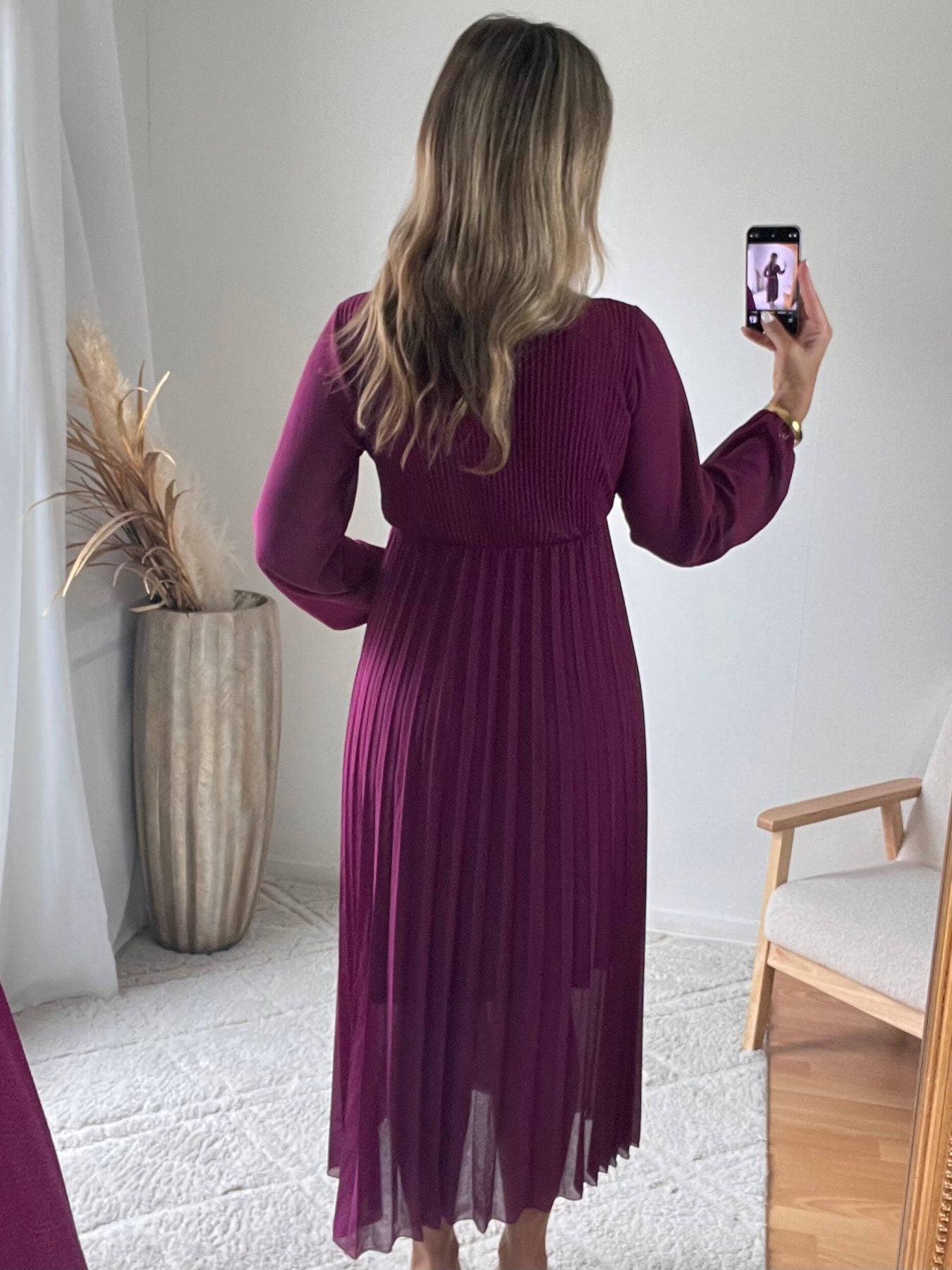 Robe plissée prune - Sienna