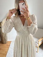 Robe longue beige dorée - Romy