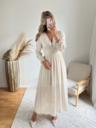 Robe longue beige dorée - Romy