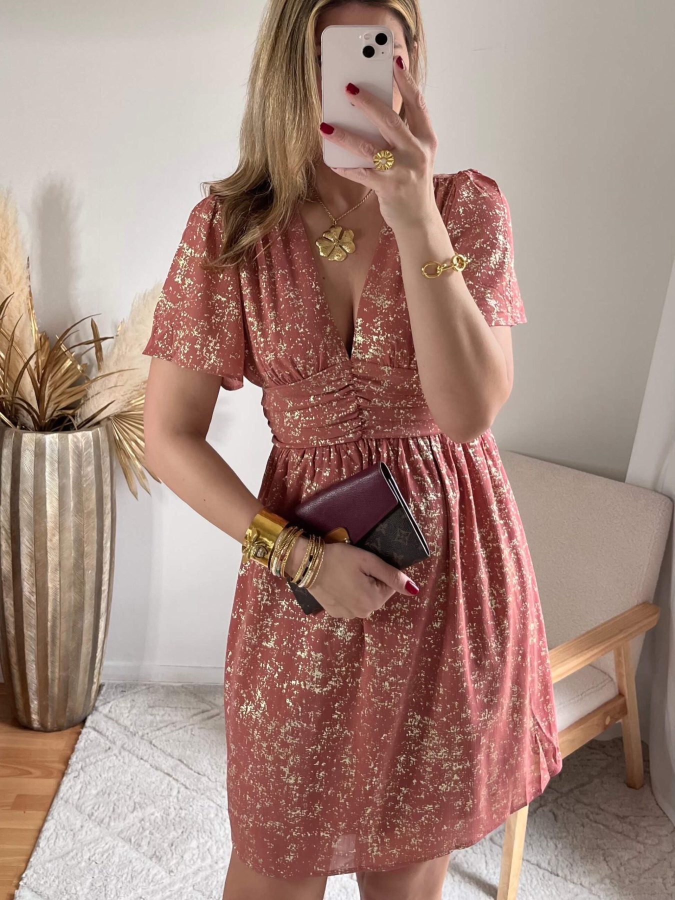 Robe rose dorée - Romy