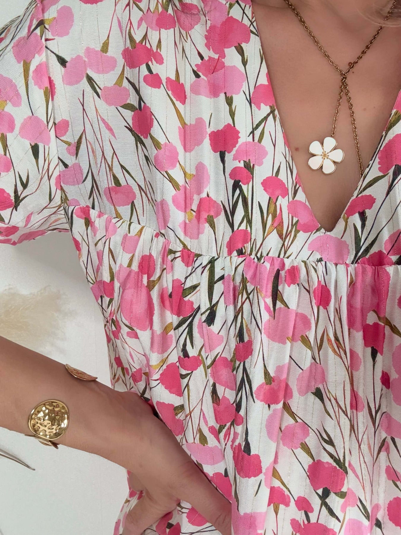 Robe à poches & short intégrés fleurs roses 36 au 50 - Easy Dressing