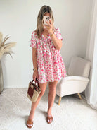 Robe à poches & short intégrés fleurs roses 36 au 50 - Easy Dressing