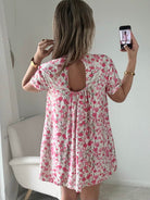 Robe à poches & short intégrés fleurs roses 36 au 50 - Easy Dressing