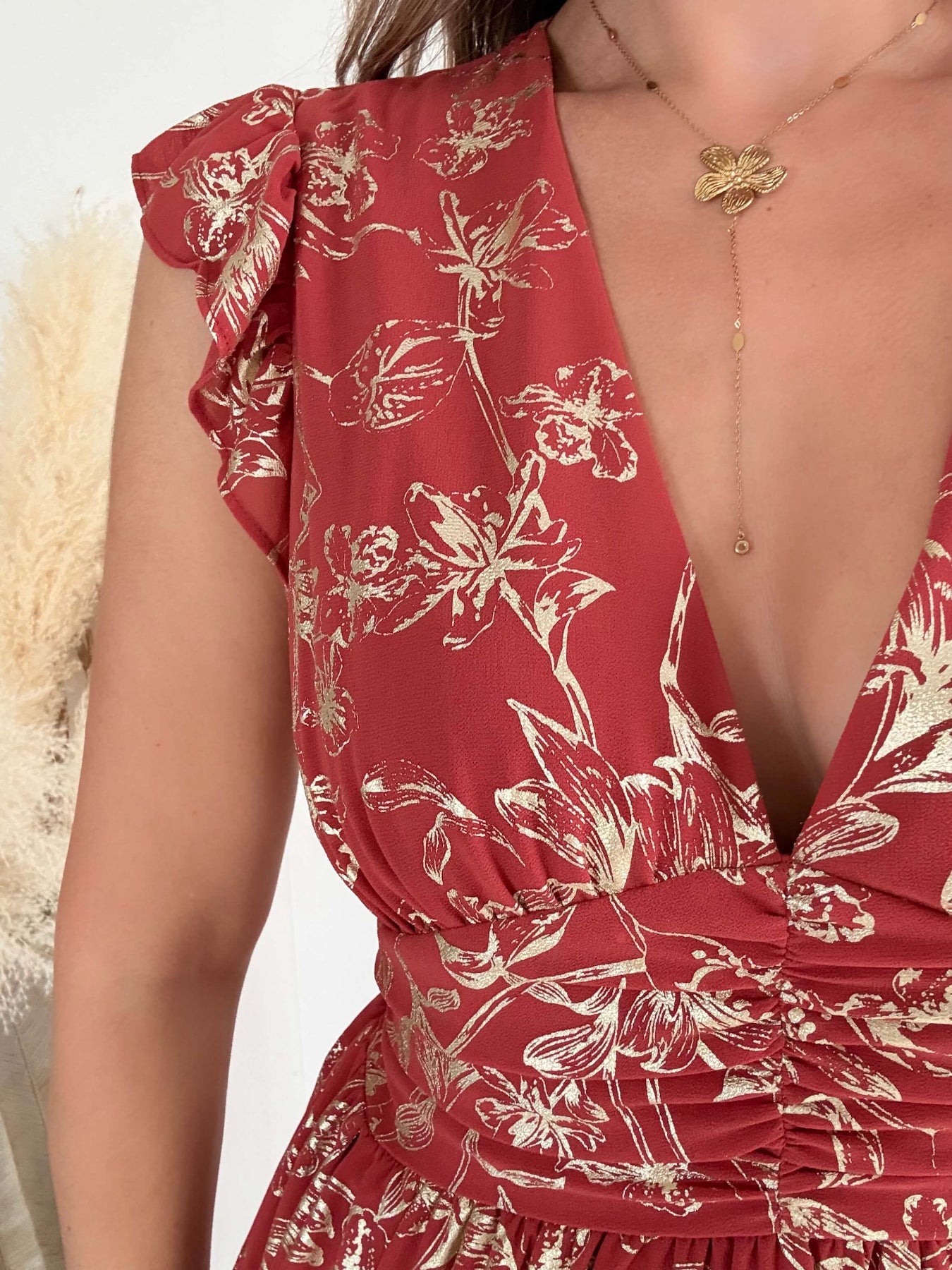 Robe terracotta dorée Alice fluide fendue femme élégante Easy Dressing