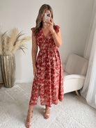 Robe terracotta dorée Alice fluide fendue femme élégante Easy Dressing