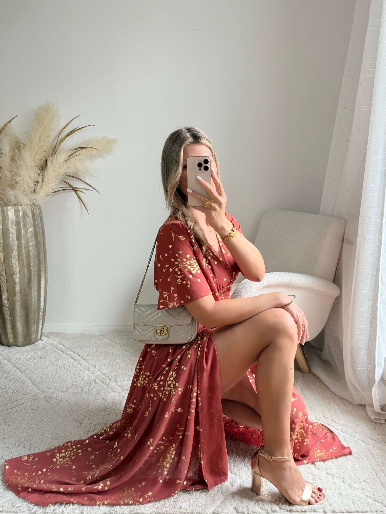 Robe longue terracotta Inès fluide du S au 4XL cérémonie