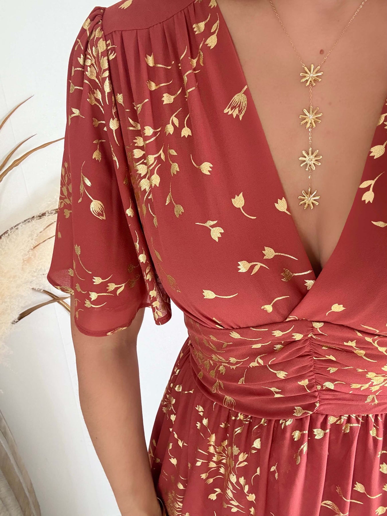 Robe longue terracotta Inès fluide du S au 4XL cérémonie