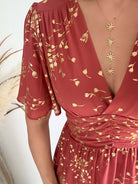 Robe longue terracotta Inès fluide du S au 4XL cérémonie