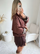 Veste marron effet daim - Lou