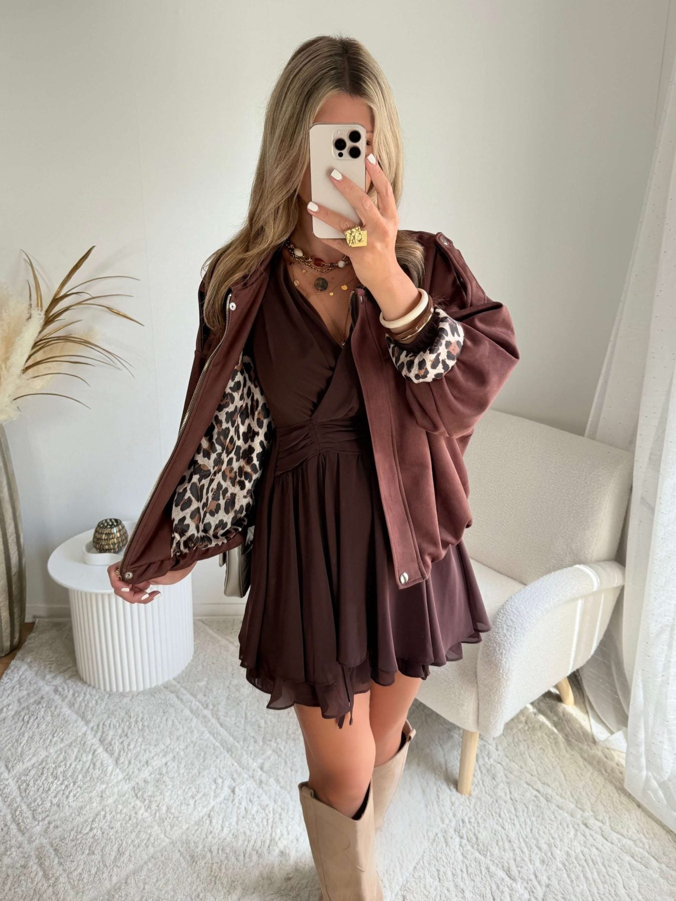 Veste marron effet daim - Lou