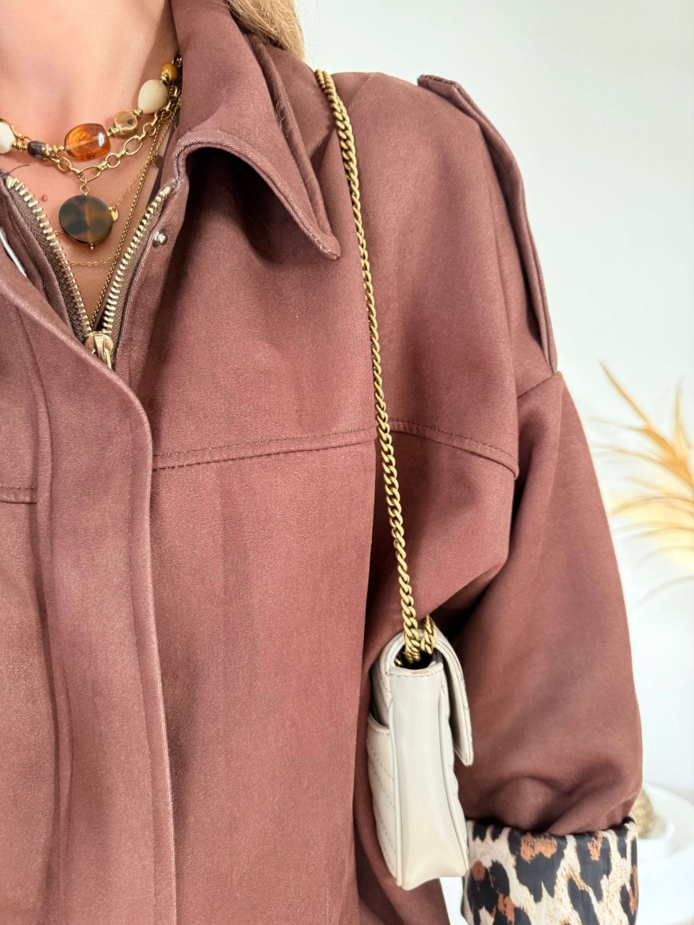 Veste marron effet daim - Lou