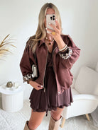 Veste marron effet daim - Lou